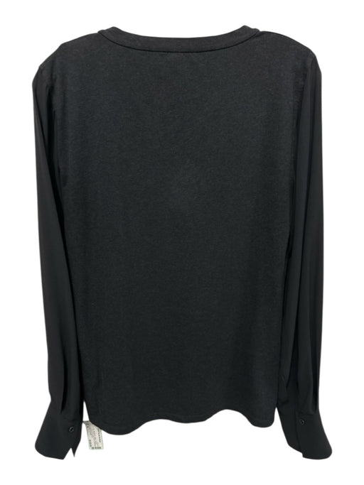 Brunello Cucinelli Size M Dark Gray Silk Blend Chiffon Round Neck Top Dark Gray / M