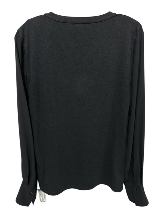 Brunello Cucinelli Size M Dark Gray Silk Blend Chiffon Round Neck Top Dark Gray / M
