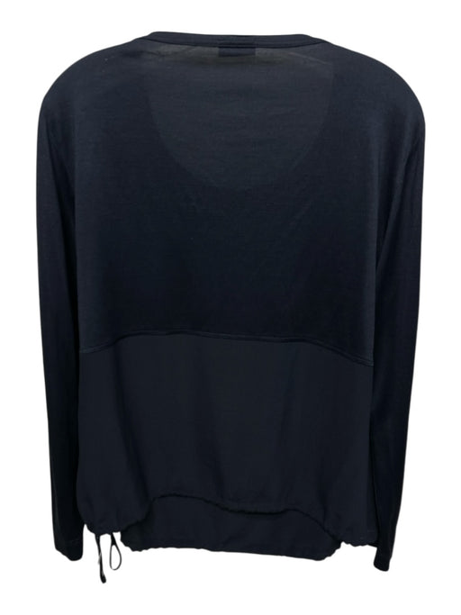 Akris Size 14 Navy Blue Silk Fabric Block Round Neck Long Sleeve Top Navy Blue / 14