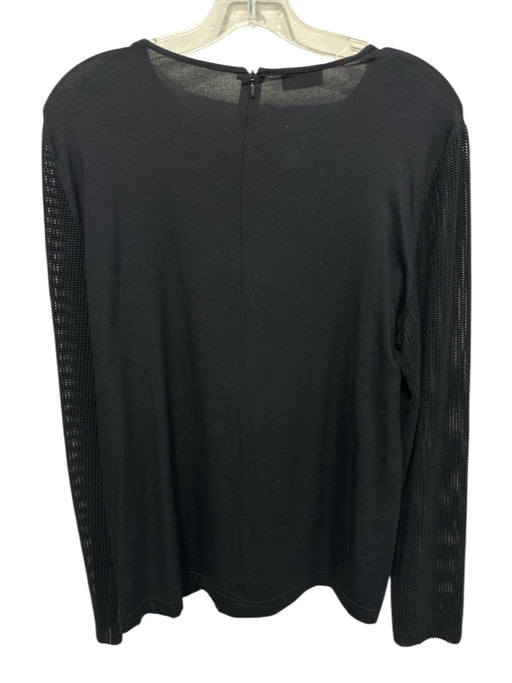 Akris Punto Size 14 Black Modal Blend Back Zip Fabric Block Open Knit Top Black / 14