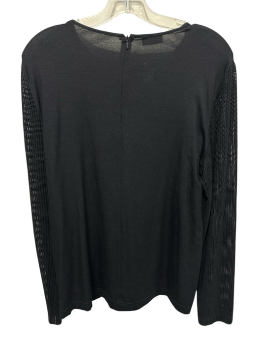 Akris Punto Size 14 Black Modal Blend Back Zip Fabric Block Open Knit Top Black / 14