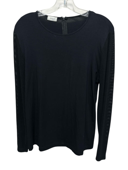 Akris Punto Size 14 Black Modal Blend Back Zip Fabric Block Open Knit Top Black / 14