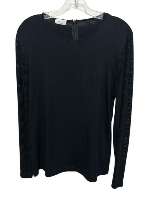 Akris Punto Size 14 Black Modal Blend Back Zip Fabric Block Open Knit Top Black / 14