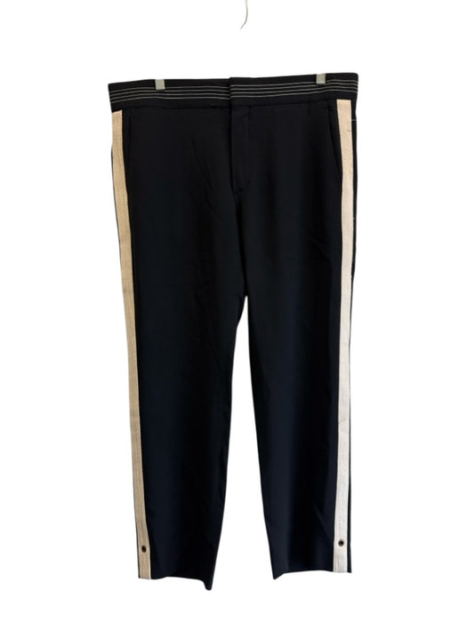 Chloe Size 40 / M Black Acetate Blend Zip & Hook Closure Side Stripe Pants Black / 40 / M