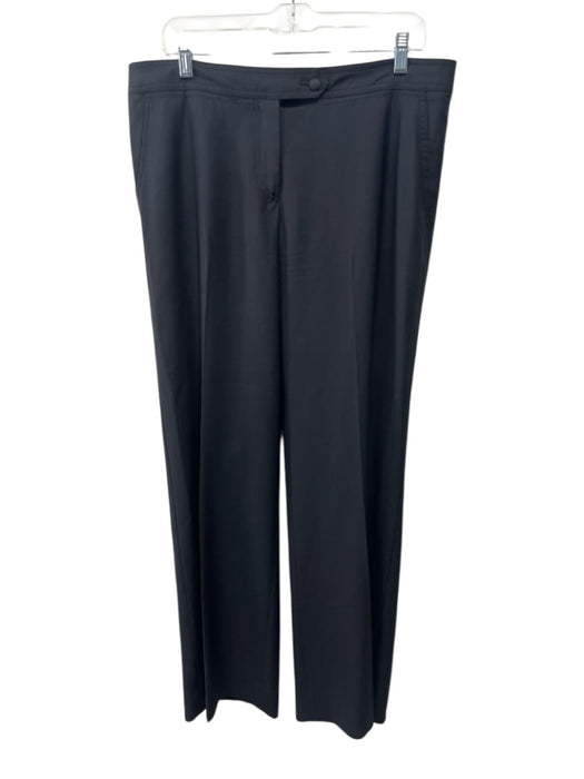 Bally Size 14 Black Wool Mid Rise Zip & Button Straight Leg Pants Black / 14