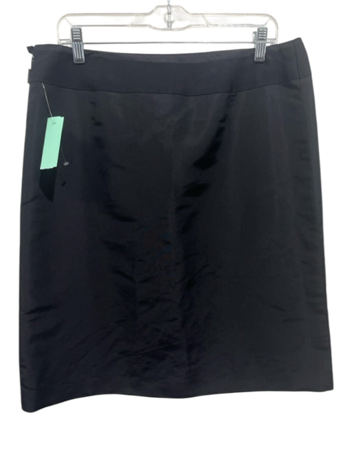 Akris Size 10 Black Silk Knee Length Side Zip Pencil Skirt Black / 10