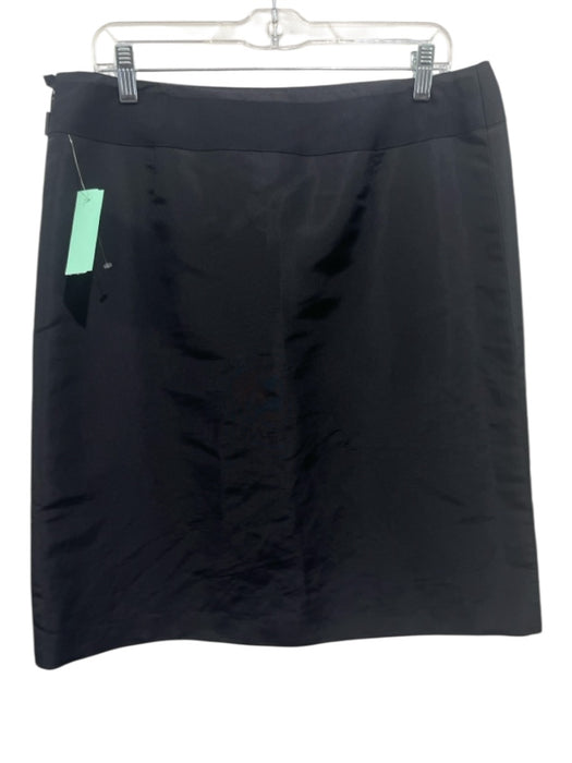 Akris Size 10 Black Silk Knee Length Side Zip Pencil Skirt Black / 10