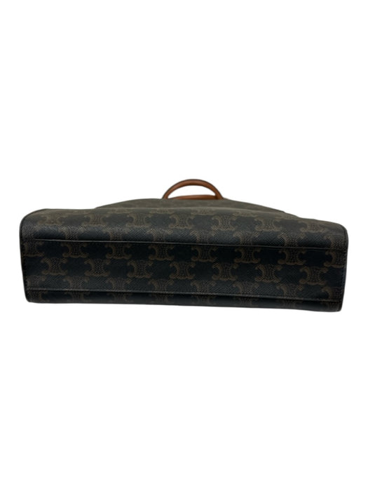 Celine Brown, Black & White Coated Canvas & Leather Logo Triomphe Open Top Bag Brown, Black & White / Small
