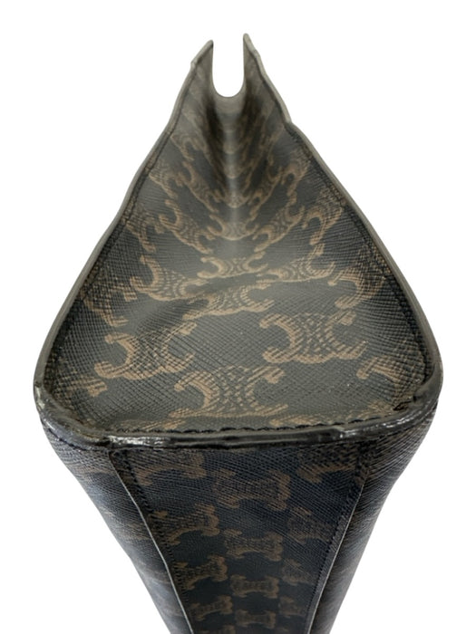 Celine Brown, Black & White Coated Canvas & Leather Logo Triomphe Open Top Bag Brown, Black & White / Small