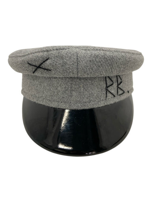 Ruslan Baginskiy Gray & Black Wool Monogram Patent Accent Brim Officer Hat Gray & Black / M