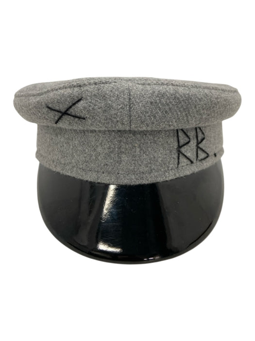 Ruslan Baginskiy Gray & Black Wool Monogram Patent Accent Brim Officer Hat Gray & Black / M