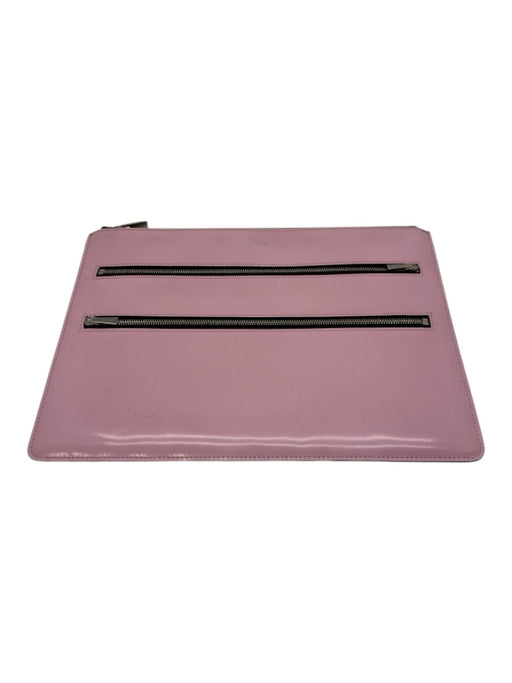 Celine Pink, Black, Silver Patent Leather Zip Silver Hardware Clutch Pouch Bag Pink, Black, Silver / S
