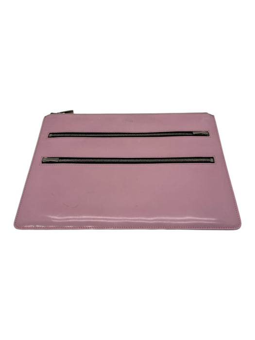 Celine Pink, Black, Silver Patent Leather Zip Silver Hardware Clutch Pouch Bag Pink, Black, Silver / S