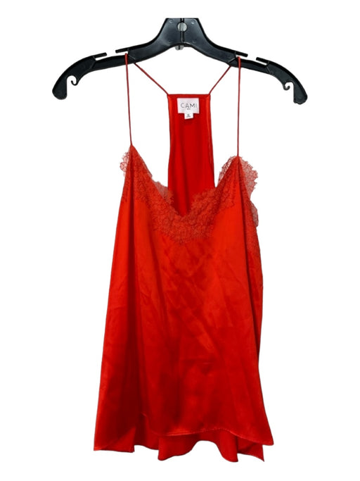 Cami NYC Size M Red Orange Silk Sleeveless Spaghetti Strap Lace Detail Top Red Orange / M