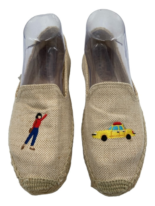 Soludos Shoe Size 8 Beige & Multi Canvas Embroidered Taxi Raffia Espadrille Beige & Multi / 8