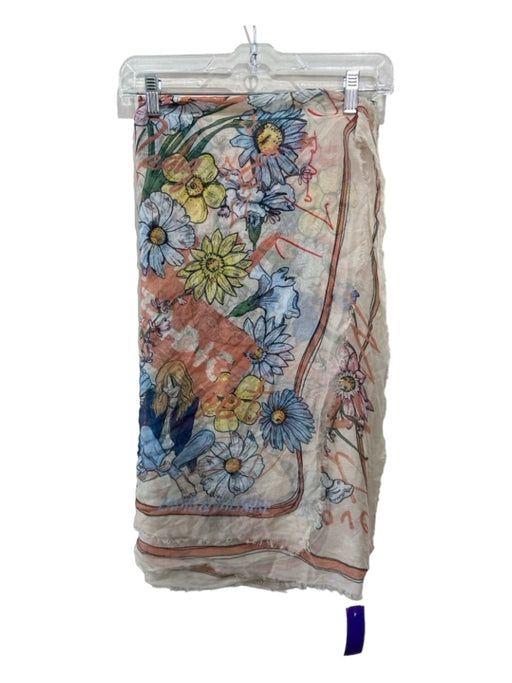 Zadig & Voltaire White Pink & blue Modal Floral Raw Hem Floral scarf White Pink & blue / One Size