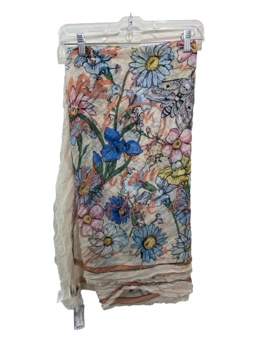 Zadig & Voltaire White Pink & blue Modal Floral Raw Hem Floral scarf White Pink & blue / One Size