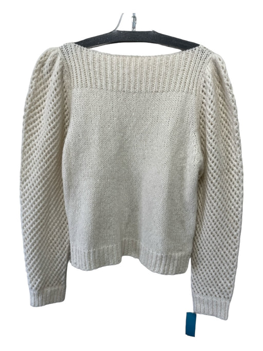 Loveshackfancy Size L Off White Baby Alpaca & Polyamide Open Knit Sweater Off White / L