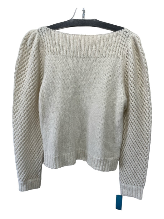 Loveshackfancy Size L Off White Baby Alpaca & Polyamide Open Knit Sweater Off White / L