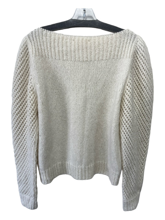 Loveshackfancy Size L Off White Baby Alpaca & Polyamide Open Knit Sweater Off White / L