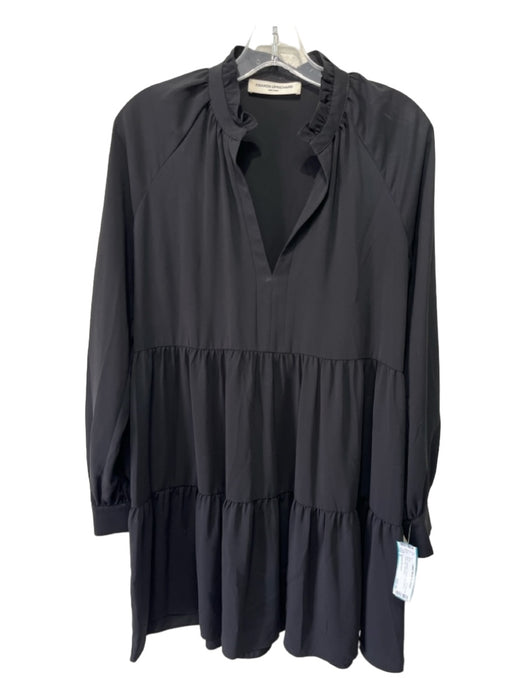 Amanda Uprichard Size S Black Polyester V Neck Long Sleeve Tiered Mini Dress Black / S