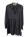 Amanda Uprichard Size S Black Polyester V Neck Long Sleeve Tiered Mini Dress Black / S