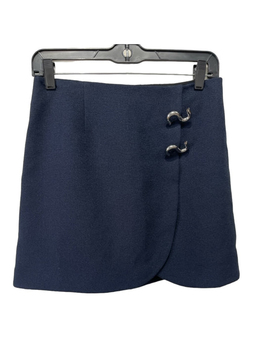 Tibi Size 2 Navy Blue Polyester Blend Silver Hardware Mini Back Zip Skirt Navy Blue / 2