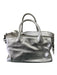 beck Silver Gray Leather Rolled Handles Zip Top Shoulder Strap Bag Silver Gray / M