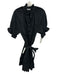 Juliet Dunn Size 1 Black Cotton Embroidered Puff Sleeve ric rac Above Knee Dress Black / 1