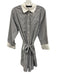 XiRENA Size S Gray & White Cotton Stripe Pockets Long Sleeve Dress Gray & White / S