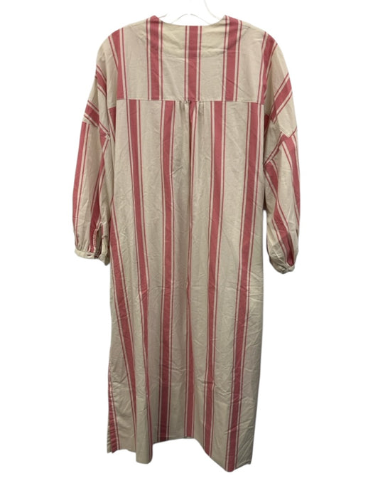 Lake Size M Pink & Cream Cotton Blend Stripe Split Hem Mini Dress Pink & Cream / M