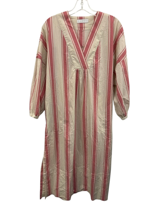 Lake Size M Pink & Cream Cotton Blend Stripe Split Hem Mini Dress Pink & Cream / M