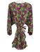 Rhode Size S Blue, Green, Purple Cotton Floral Long Balloon Sleeve Dress Blue, Green, Purple / S