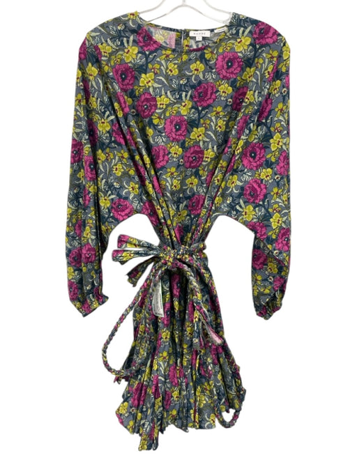 Rhode Size S Blue, Green, Purple Cotton Floral Long Balloon Sleeve Dress Blue, Green, Purple / S