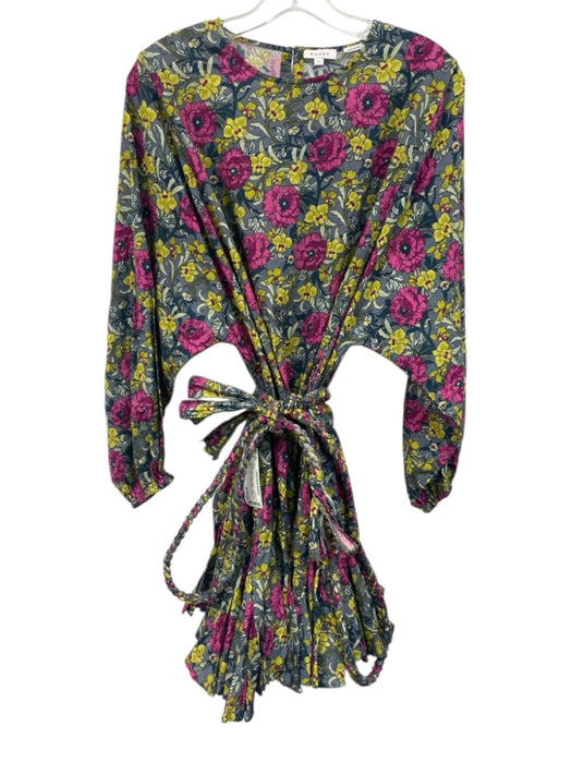 Rhode Size S Blue, Green, Purple Cotton Floral Long Balloon Sleeve Dress Blue, Green, Purple / S