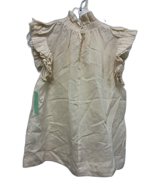 Sea New York Size 6 Cream Ramie Semi Sheer Ruffle mock neck Top Cream / 6