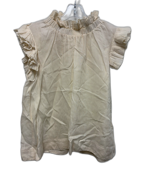 Sea New York Size 6 Cream Ramie Semi Sheer Ruffle mock neck Top Cream / 6