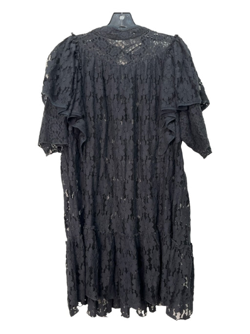 Isabel Marant Etoile Size 38 Black Cotton Lace Floral Ruffle Dress Black / 38