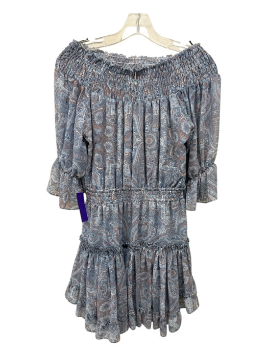 Misa Size S Blue & Orange Viscose Smocked Neckline Paisley Smocked Waist Dress Blue & Orange / S