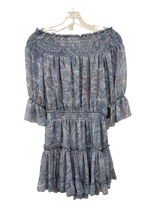 Misa Size S Blue & Orange Viscose Smocked Neckline Paisley Smocked Waist Dress Blue & Orange / S