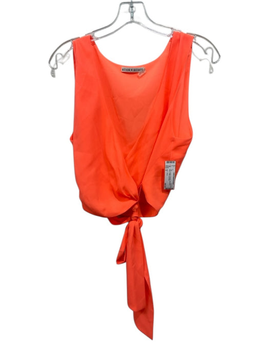 Alice + Olivia Size 8 Neon Orange Polyester Sleeveless Wrap V Neck Top Neon Orange / 8