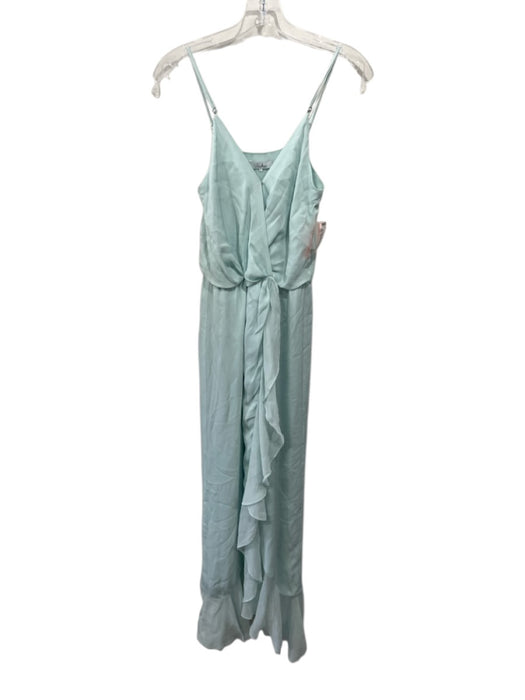 Parker Size L Seafoam Green Silk Spaghetti Strap Faux Wrap Midi Dress Seafoam Green / L