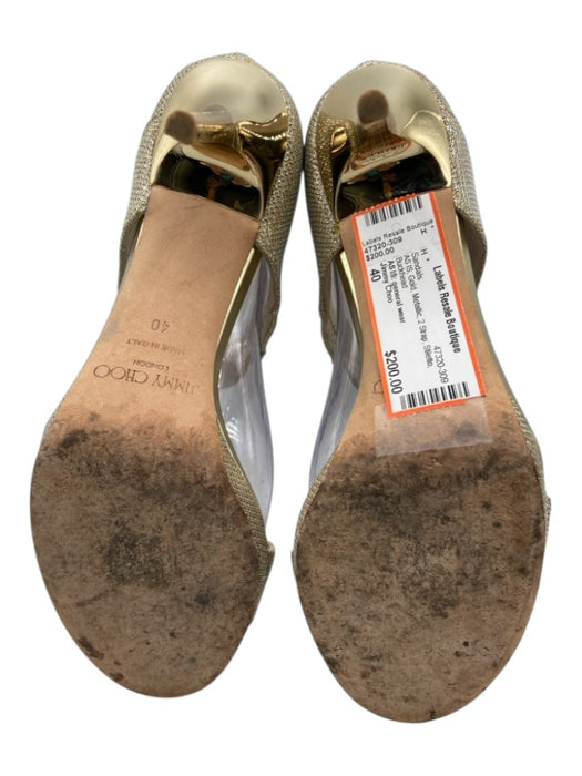 Jimmy Choo Shoe Size 40 Gold Metallic 2 Strap Stiletto Sandals Gold / 40