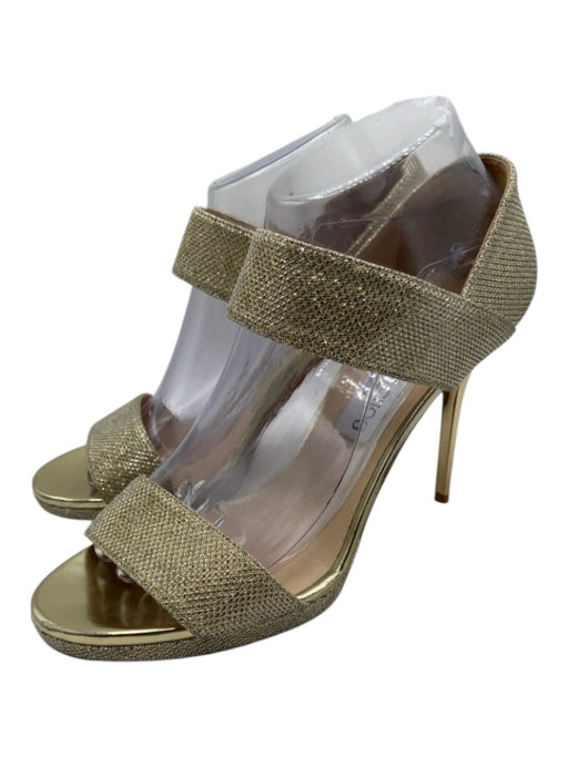 Jimmy Choo Shoe Size 40 Gold Metallic 2 Strap Stiletto Sandals Gold / 40