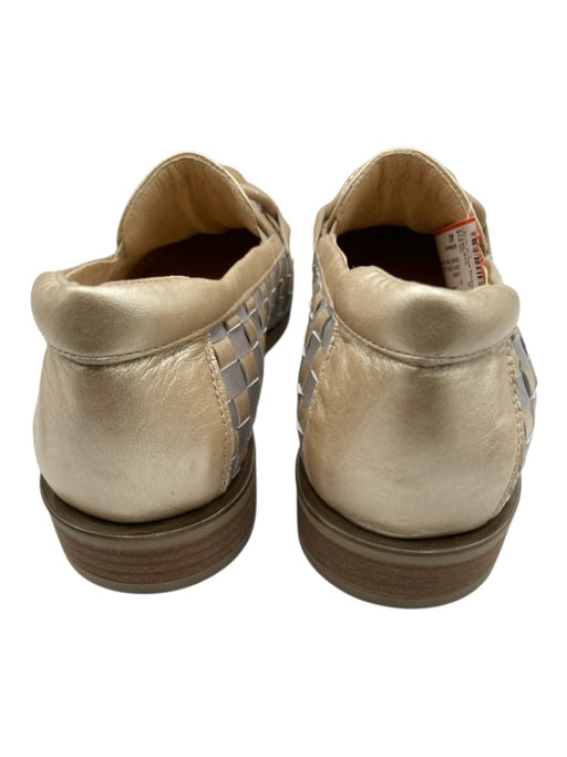 Softwaves Shoe Size 40 Gold & Silver Leather Basket Weave Buckle Detail Loafers Gold & Silver / 40