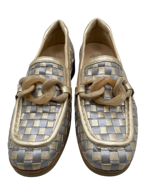 Softwaves Shoe Size 40 Gold & Silver Leather Basket Weave Buckle Detail Loafers Gold & Silver / 40