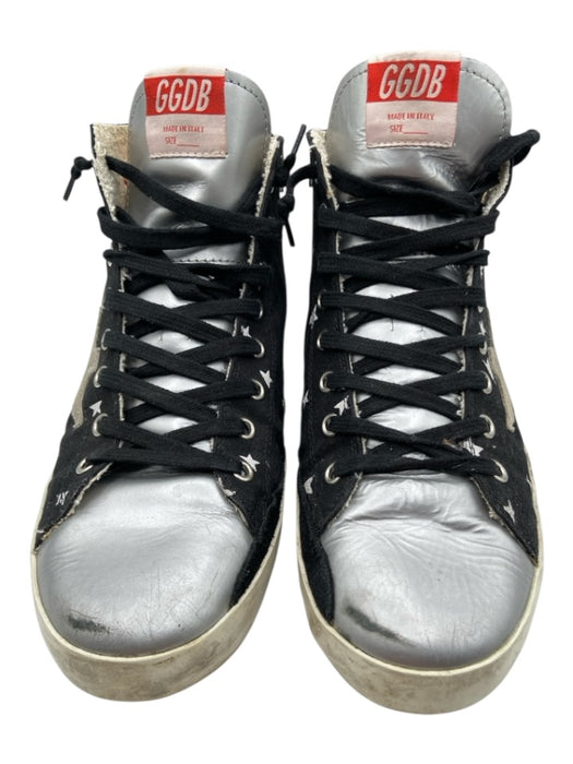 Golden Goose Shoe Size 40 Black, Silver, Beige Canvas Lace Up Zip Side Sneakers Black, Silver, Beige / 40