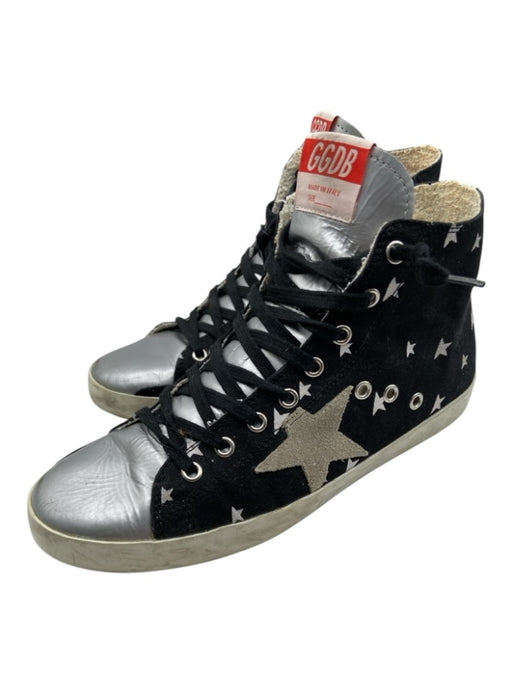 Golden Goose Shoe Size 40 Black, Silver, Beige Canvas Lace Up Zip Side Sneakers Black, Silver, Beige / 40