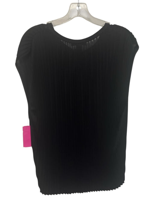 St. John Size M Black Rayon Ribbed Pleated Sleeveless Tie Neck Top Black / M