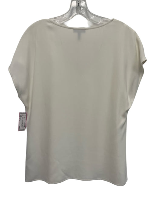 Escada Size 40 / M White Viscose & Acetate Short Cap Sleeve V Neck Boxy Top White / 40 / M